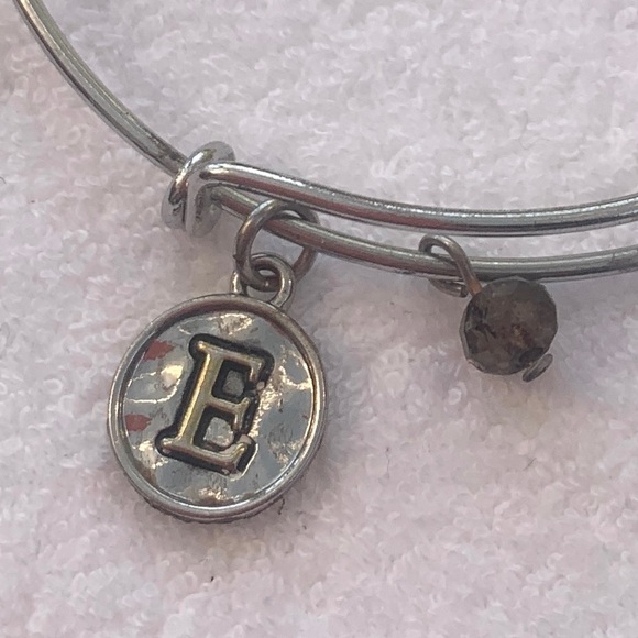 Initial E Charm Bracelet Silver Finish Expandable 2”- 3.5” - Picture 2 of 3